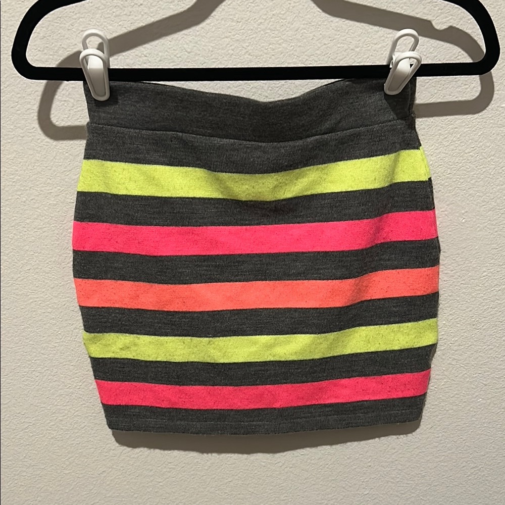 Striped Gray PaulNKC Skirt with Neon Accents